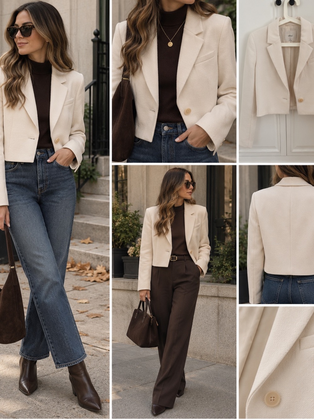 Aritzia Cream Cropped Blazer Jacket